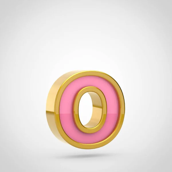 Визуализация Розового Шрифта Золотым Контуром Белом Фоне Строчная Буква — стоковое фото