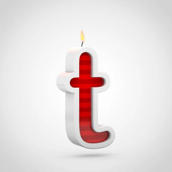 Render Red Birthday Candle Font White Background Letra Minúscula — Fotografia de Stock