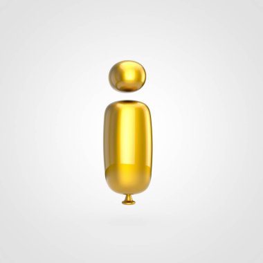 Beyaz arka planda, balon tarzı küçük ışıltı ile parlak altın şişirilmiş yazı tipi 3D render harf ı