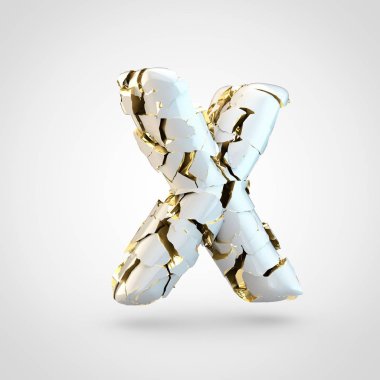 Beyaz arka plan, büyük harf harf X üzerinde içinde altın Tekstürlü kırık beyaz yazı tasarımı