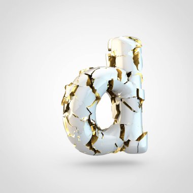 Beyaz arka plan, küçük harf D üzerinde içinde altın Tekstürlü kırık beyaz yazı tasarımı