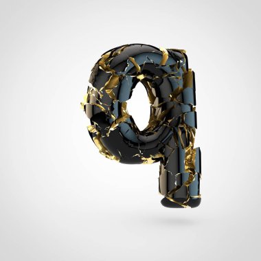 içinde altın çatlaklar üzerinden beyaz arka plan, küçük harf Q siyah yazı tasarımı