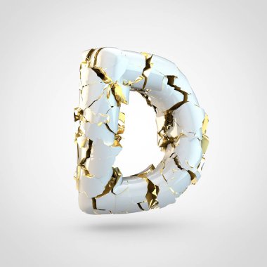 Beyaz arka plan, büyük harf D üzerinde içinde altın Tekstürlü kırık beyaz yazı tasarımı