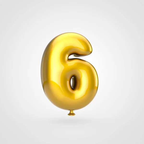 Rendering Lucido Oro Gonfiato Font Con Bagliore Sfondo Bianco Numero — Foto Stock