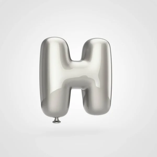 Καθιστούν Γυαλιστερό Ασημί Φουσκωμένα Γραμματοσειράς Glint Άσπρο Φόντο Balloon Σχεδιασμό — Φωτογραφία Αρχείου