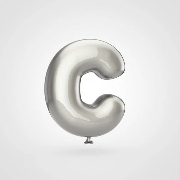 Καθιστούν Γυαλιστερό Ασημί Φουσκωμένα Γραμματοσειράς Glint Άσπρο Φόντο Balloon Σχεδιασμό — Φωτογραφία Αρχείου