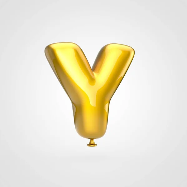 Render Glossy Golden Inflated Font Glint White Background Balloon Style — Stock Photo, Image