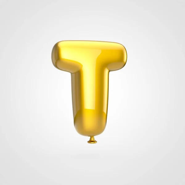 Render Glossy Golden Inflated Font Glint White Background Balloon Style — Stock Photo, Image