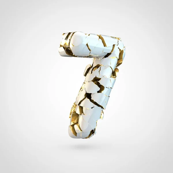 cracked white design of font over white background, simple 3d render number 7