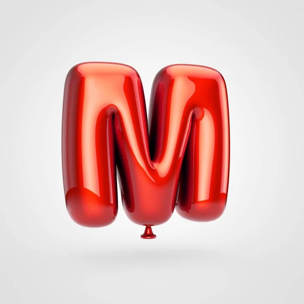 Render Glänsande Rött Uppblåsta Typsnitt Med Glimt Vit Bakgrund Ballong — Stockfoto