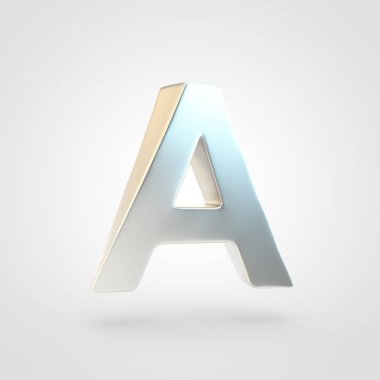 Gümüş bir büyük harf harf. Beyaz arka plan üzerinde izole keçeleşmiş gümüş yazı tipinin 3D render.
