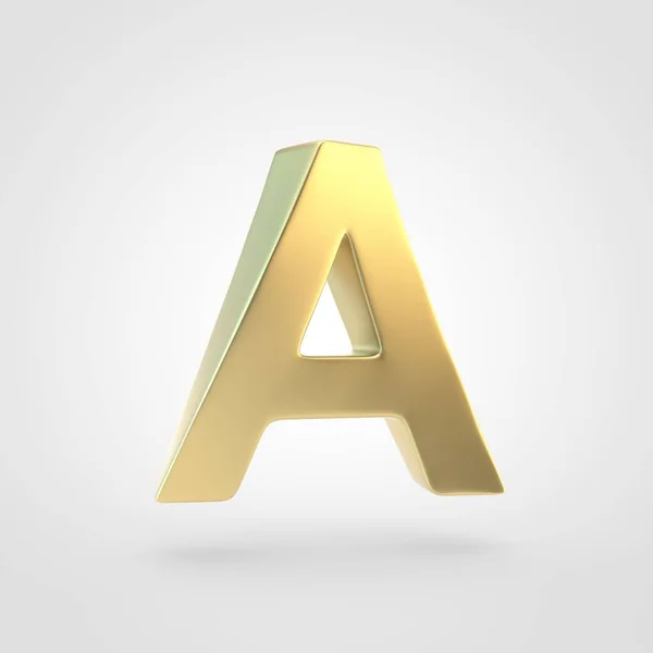 Golden Letter Uppercase Rendering Matted Golden Font Isolated White Background — Stock Photo, Image