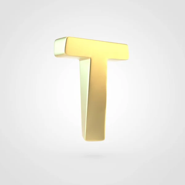 Золотая Буква Прописная Рендеринг Матового Золотого Шрифта Изолирован Белом Фоне — стоковое фото