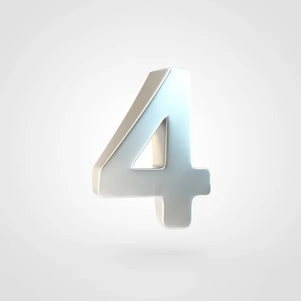 Argento Numero Rendering Font Dorato Opaco Isolato Sfondo Bianco — Foto Stock