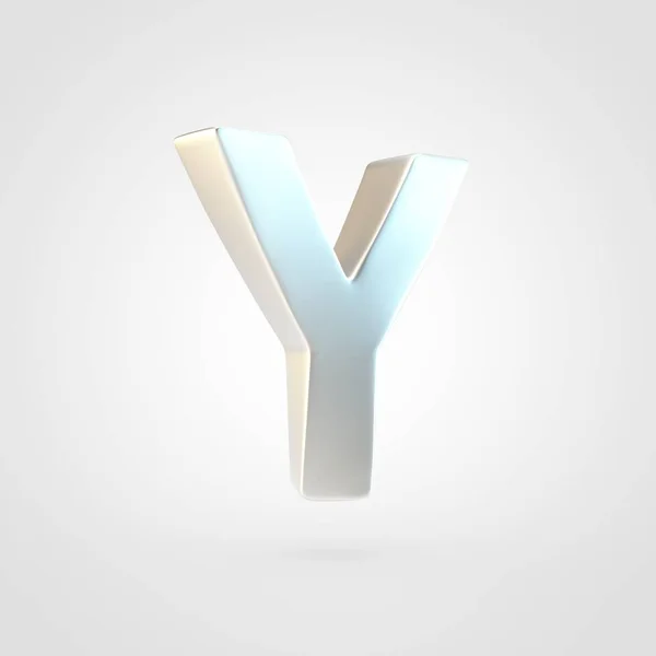 Silver letter Y uppercase. 3D rendering of matted silver font isolated on white background.