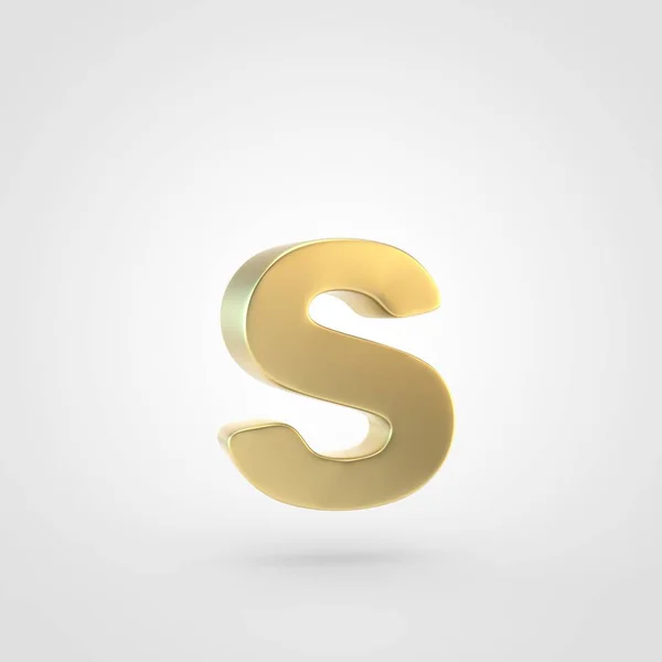 Golden Letter Lowercase Rendering Matted Golden Font Isolated White Background — Stock Photo, Image