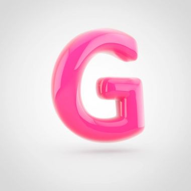 Pembe mektup G büyük yumuşak ışık izole üzerinde beyaz arka plan ile dolu.