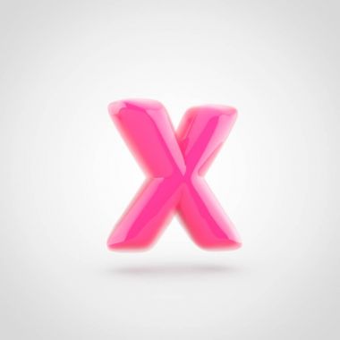 Pembe mektup X küçük yumuşak ışık izole üzerinde beyaz arka plan ile dolu.