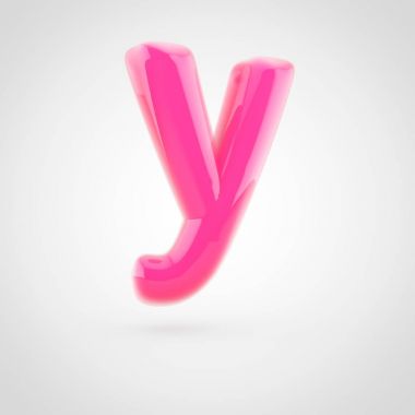 Pembe mektup Y harfi yumuşak ışık izole üzerinde beyaz arka plan ile dolu.