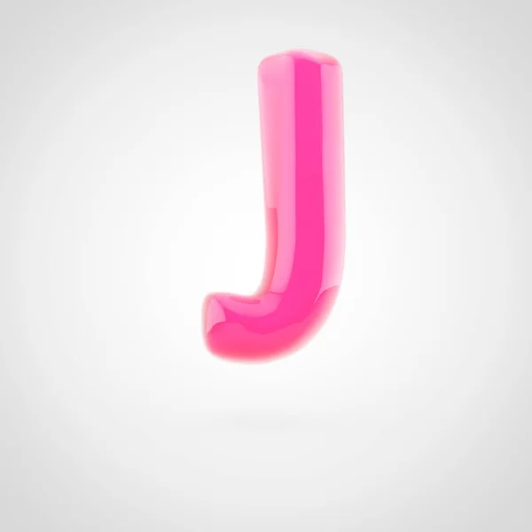 Roze brief J hoofdletters gevuld met zacht licht geïsoleerd op witte achtergrond. — Stockfoto