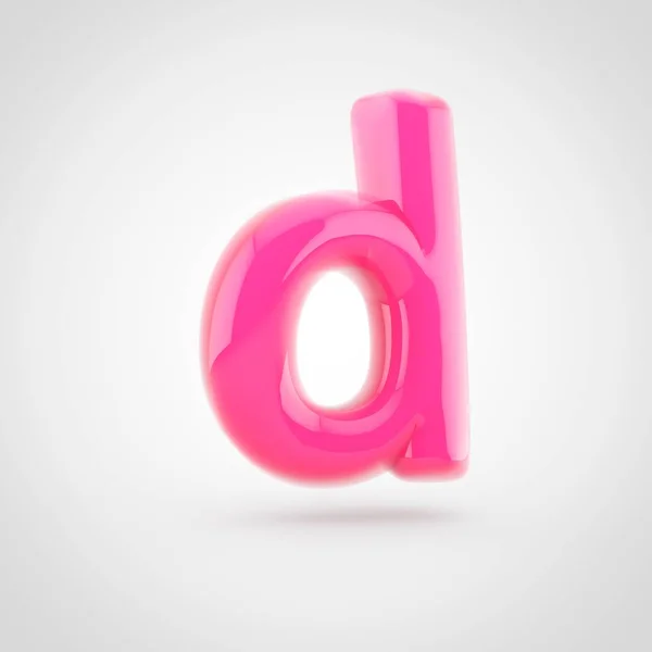 Roze letter D kleine letters opgevuld met zachte licht geïsoleerd op witte achtergrond. — Stockfoto