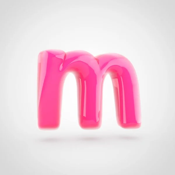 Roze letter M kleine letters opgevuld met zachte licht geïsoleerd op witte achtergrond. — Stockfoto