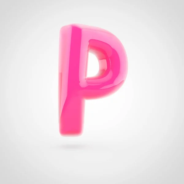 Pink letter P uppercase filled with soft light isolated on white background. — Stock Photo, Image