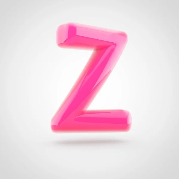 Pink letter Z uppercase filled with soft light isolated on white background. — Stock Photo, Image
