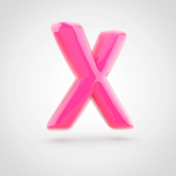 Pink letter X uppercase filled with soft light isolated on white background. — Stock Photo, Image