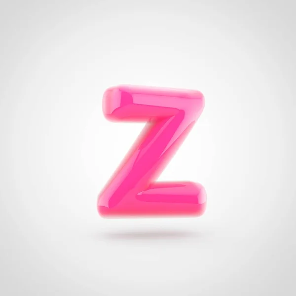 Letra rosa Z minúscula llena de luz suave aislada sobre fondo blanco . — Foto de Stock