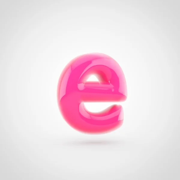 Roze letter E kleine letters opgevuld met zachte licht geïsoleerd op witte achtergrond. — Stockfoto