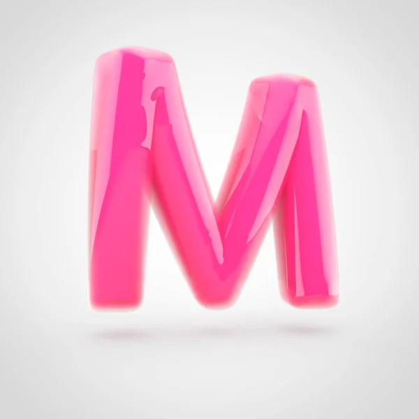 Roze letter M hoofdletters gevuld met zacht licht geïsoleerd op witte achtergrond. — Stockfoto