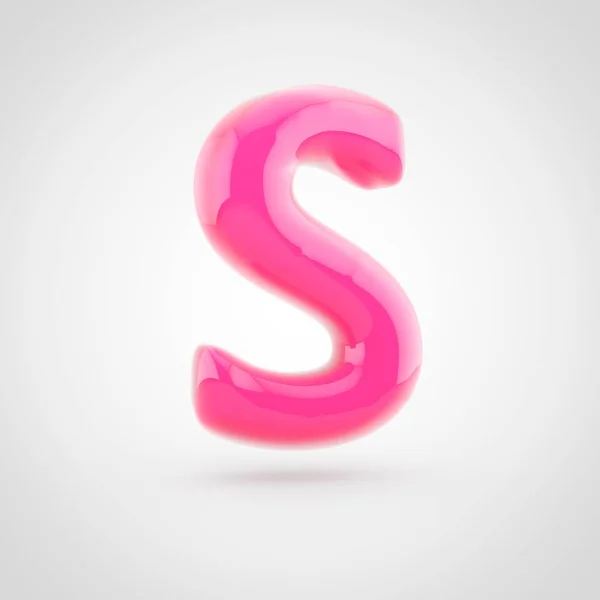 Rózsaszín betű nagybetűs S tele lágy fény a elszigetelt fehér háttér. — Stock Fotó