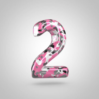 Kamuflaj numarası 2 ile 3d render izole üzerinde beyaz arka plan.