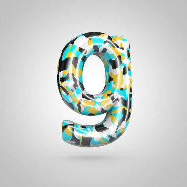 Beyaz arka plan üzerinde izole renkli harf G küçük kamuflaj.