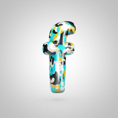 Parlak kamuflaj F harfi küçük beyaz arka plan üzerinde izole.