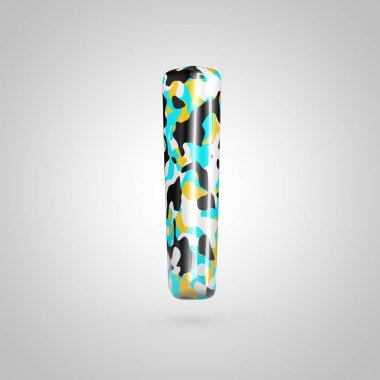 Mavi mektup L küçük beyaz arka plan üzerinde kamuflaj.