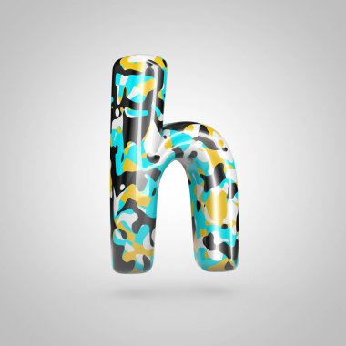 Beyaz arka plan üzerinde izole renkli harf H küçük kamuflaj.