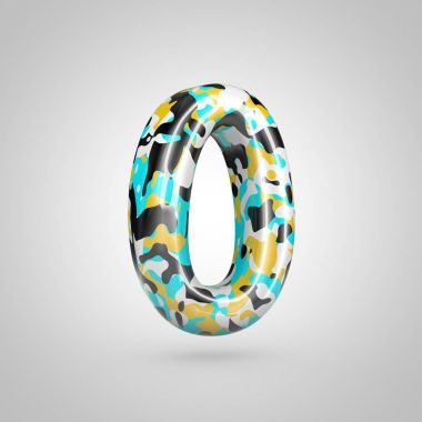 Glint numarası 0 beyaz arka plan üzerinde izole kamuflaj.