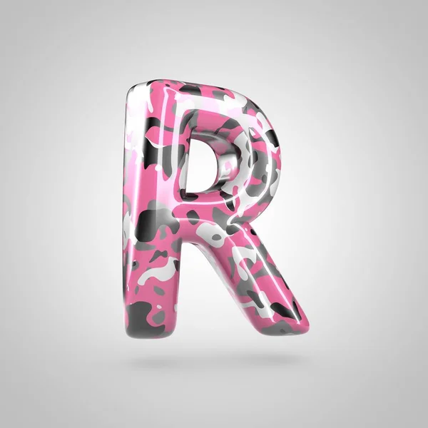 Camouflage Pink Letter Uppercase Isolated White Background — Stock Photo, Image