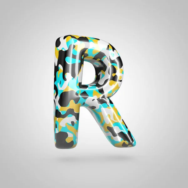 Camouflage Letter Uppercase Cyan Black Yellow Colours — Stock Photo, Image