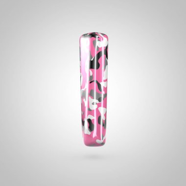 Kamuflaj harf L 3d ile küçük harf izole üzerinde beyaz arka plan render.