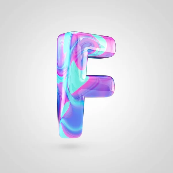 Glossy holographic letter F — Stock Photo, Image