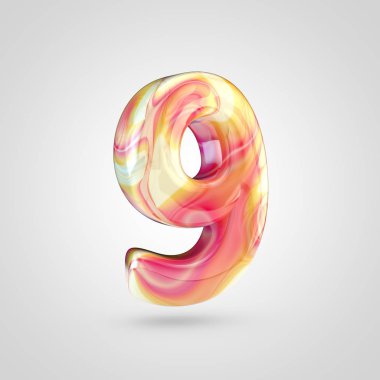 Parlak holografik sayı 9 