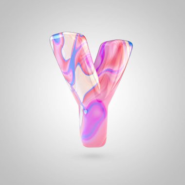 Parlak holografik pembe harf Y