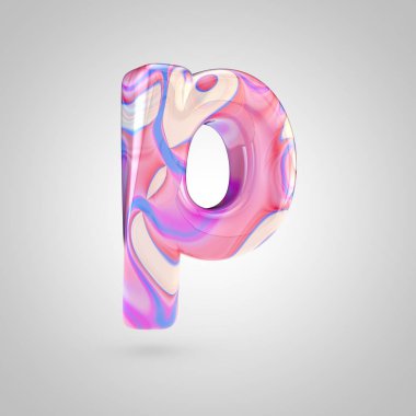 Parlak holografik pembe harf P 