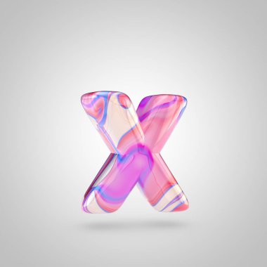 Parlak holografik pembe harf X 