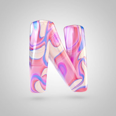 Parlak holografik pembe harf N 