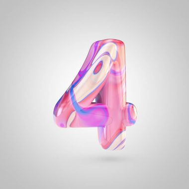 Parlak holografik pembe sayı 4