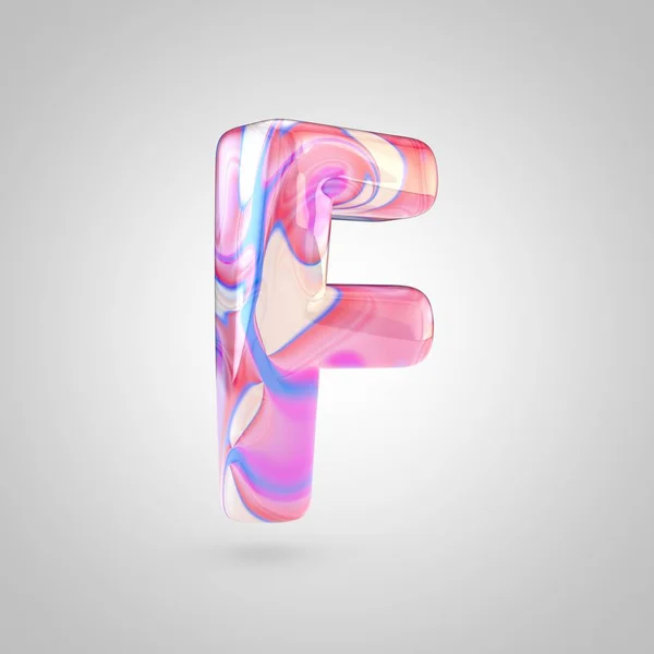 Глянцева голографічна рожева літера F — стокове фото